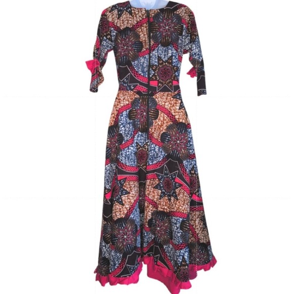 70s‎ Boho Patchwork Print Maxi Dress Medium Handmade Hippie Cottage Festival - Picture 3 of 6